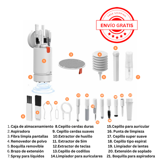 Aspiradora y Set Limpieza 21 en 1