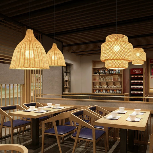 Lámpara Balinesa de Bambú Trenzado