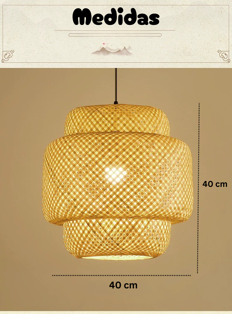 Lámpara Balinesa Decorativa de Bambú Trenzado
