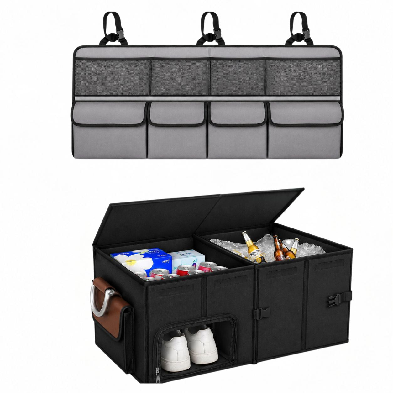 Set Organizador para Carro de Paquetero Colgante + Caja Organizadora Térmica