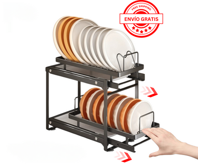 Escurridor de Platos de Doble Nivel Extraíble