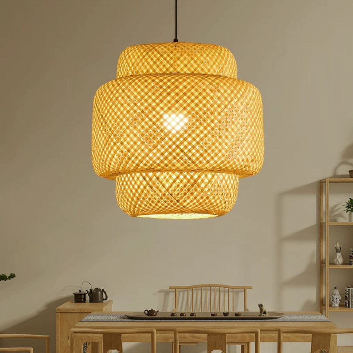Lámpara Balinesa Decorativa de Bambú Trenzado