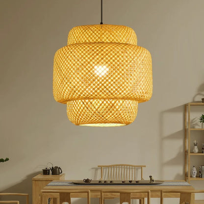 Lámpara Balinesa Decorativa de Bambú Trenzado